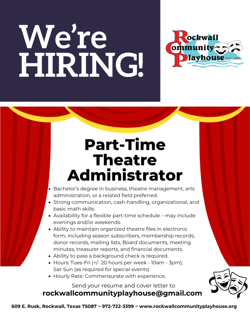 RCP Theatre Admnistrator Job Ad